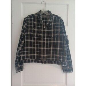 Express vintage black plaid woolblend jacket womens L bomber academia schoolgirl